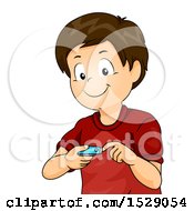Clipart Of A Happy Boy Clipping His Nails Royalty Free Vector Illustration