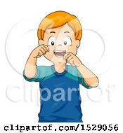 Happy Boy Flossing His Teeth