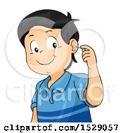 Poster, Art Print Of Boy Cleaning His Ear With A Cotton Swab