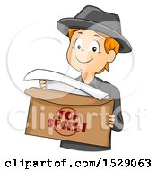 Secret Agent Boy Opening A Top Secret Envelope