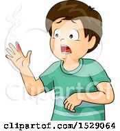 Poster, Art Print Of Brunette Boy With A Burnt Finger