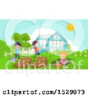 Group Of Children Tending To A Garden