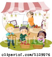Poster, Art Print Of Teacher And Students Working At A Farmers Market Booth