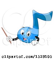 Poster, Art Print Of Blue Music Note Character Holding A Pointer Stick Or Wand