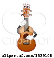 Clipart Of A Ukelele Character Strumming Its Strings Royalty Free Vector Illustration by BNP Design Studio