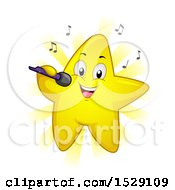 Poster, Art Print Of Happy Yellow Star Character Singing