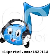 Poster, Art Print Of Blue Eighth Music Note Character Wearing Headphones