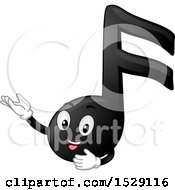 Clipart Of A Black Sixteenth Music Note Character Presenting Royalty Free Vector Illustration by BNP Design Studio