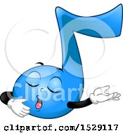 Poster, Art Print Of Blue Eighth Music Note Character Singing And Presenting