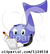 Poster, Art Print Of Purple Eighth Music Note Character Writing A Song