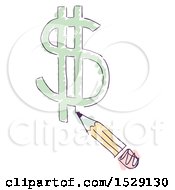 Clipart Of A Sketched Pencil Drawing A Dollar Symbol Royalty Free Vector Illustration
