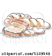 Clipart Of Sketched Breads Royalty Free Vector Illustration