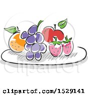 Poster, Art Print Of Sketched Plate Of Fruit