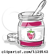 Poster, Art Print Of Sketched Jar Of Strawberry Jam