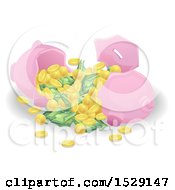 Poster, Art Print Of Cracked Open Piggy Bank With Cash And Coins