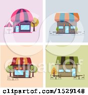 Poster, Art Print Of Cafe Shop Storefronts With Outdoor Seating