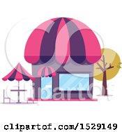 Clipart Of A Cafe Shop Storefront With Outdoor Seating Royalty Free Vector Illustration