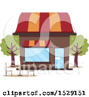 Clipart Of A Cafe Shop Storefront With Outdoor Seating Royalty Free Vector Illustration