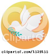 Poster, Art Print Of Dove Of Peace Christian Icon On A Gradient Circle
