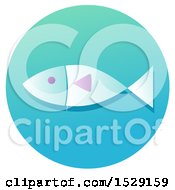 Poster, Art Print Of Ichthys Fish Christian Icon On A Gradient Circle
