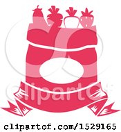 Clipart Of A Silhouetted Sack Full Of Produce With A Banner Royalty Free Vector Illustration by BNP Design Studio