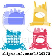 Poster, Art Print Of Silhouetted Crate Shopping Bag Basket And Sack Full Of Produce With A Banner