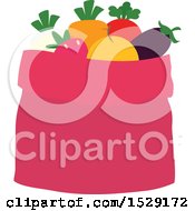 Clipart Of A Sack Full Of Produce Royalty Free Vector Illustration by BNP Design Studio