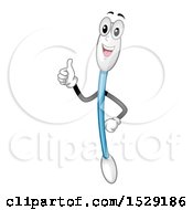 Clipart Of A Cotton Swab Character Giving A Thumb Up Royalty Free Vector Illustration