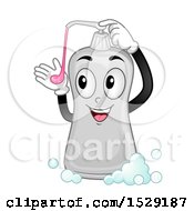Clipart Of A Liquid Dispenser Character Pumping Hand Soap Royalty Free Vector Illustration