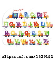 Poster, Art Print Of Colorful Alphabet Train With Capital And Lowercase Letters