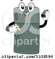 Poster, Art Print Of Chalkboard Refrigerator Character Holding An Eraser And Chalk