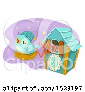 Poster, Art Print Of Sleepy Bird On A Nest Popping Out Of A Cuckoo Clock