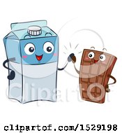 Milk Carton Character And Chocolate Bar Giving A High Five