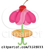 Clipart Of A Pink Cherry Topped Cafe Table Royalty Free Vector Illustration
