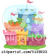 Poster, Art Print Of Colorful Garden Castle Made Of Pots