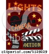 Poster, Art Print Of Lights Camera And Action Movie Filming Studio Icons