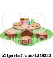 Poster, Art Print Of Bowl Of Mud On A Wood Table And Stools