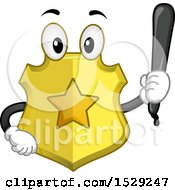 Poster, Art Print Of Police Badge Character Holding A Baton