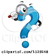 Poster, Art Print Of Blue Question Mark Character Using A Magnifying Glass