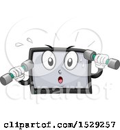 Clipart Of A Television Character Working Out With Dumbbells Royalty Free Vector Illustration