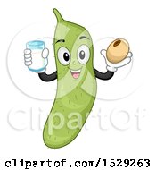 Clipart Of A Soy Character Holding A Bean And Glass Of Milk Royalty Free Vector Illustration