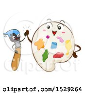 Poster, Art Print Of Paintbrush And Palette Characters Giving A High Five