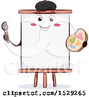 Poster, Art Print Of Happy Artist Canvas Character On An Easel