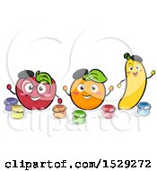 Poster, Art Print Of Happy Apple Orange And Banana With Paint