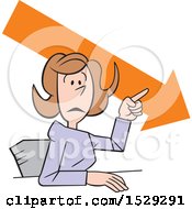 Poster, Art Print Of Cartoon Business Woman Making A Point Downward Trend