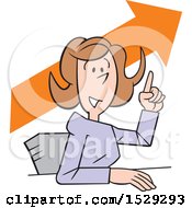 Clipart Of A Cartoon Business Woman Making A Point Upward Trend Royalty Free Vector Illustration