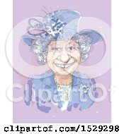 Poster, Art Print Of Painted Happy Senior Woman On Purple