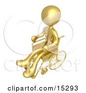 Gold Person In A Wheelchair In A Hospital by 3poD