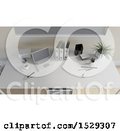 Clipart Of A 3d Modern Office Desk Royalty Free Illustration