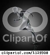 Clipart Of A 3d Xray Woman With Visible Muscles Running Royalty Free Illustration